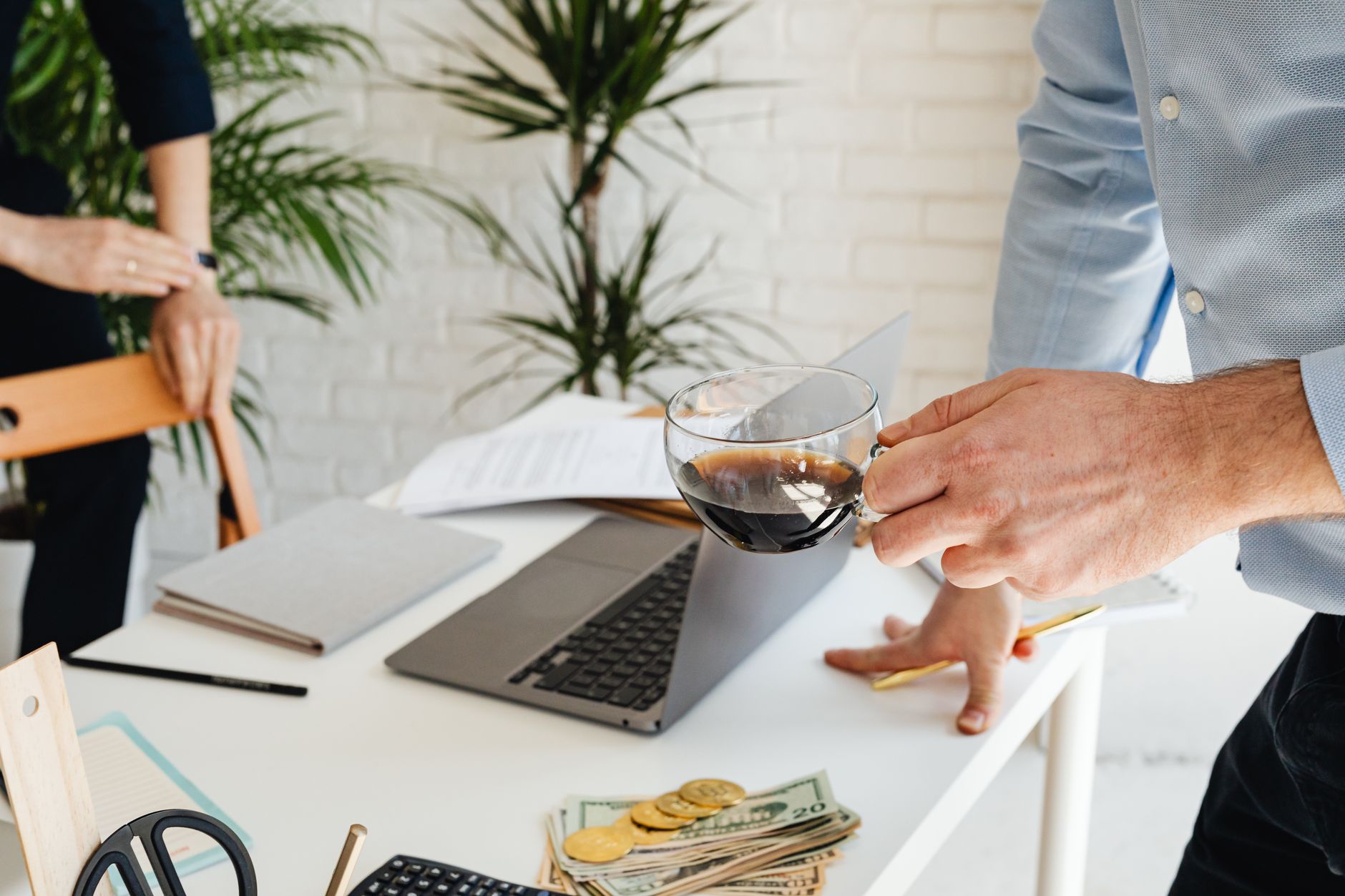 Personal Finance Desk Laptop Coffee